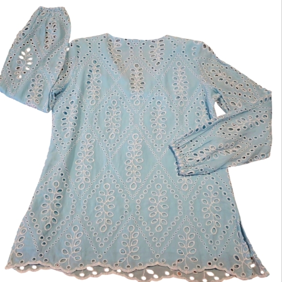 NWOT Boston Proper Top Tunic Eyelet Embellished Blue Sz S - Picture 6 of 9
